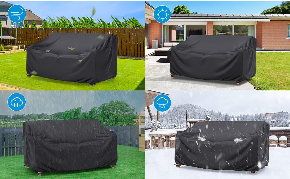 Mrrihand Heavy Duty Patio Sofa Cover Waterproof, 3Seater
