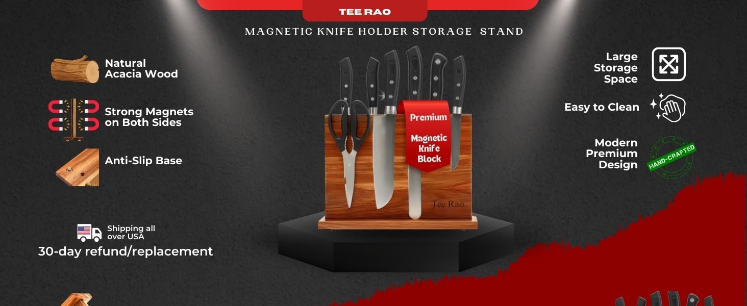 Premium Knife Block Natural Acacia Knife