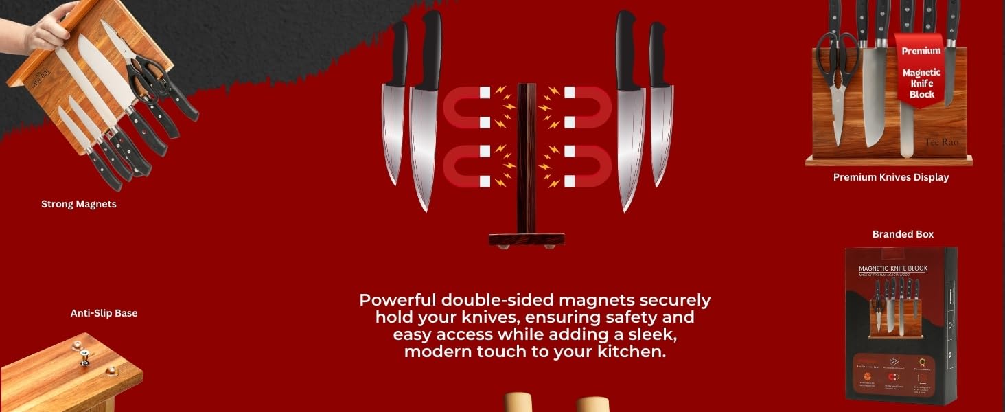 Premium Knife Block Natural Acacia Knife