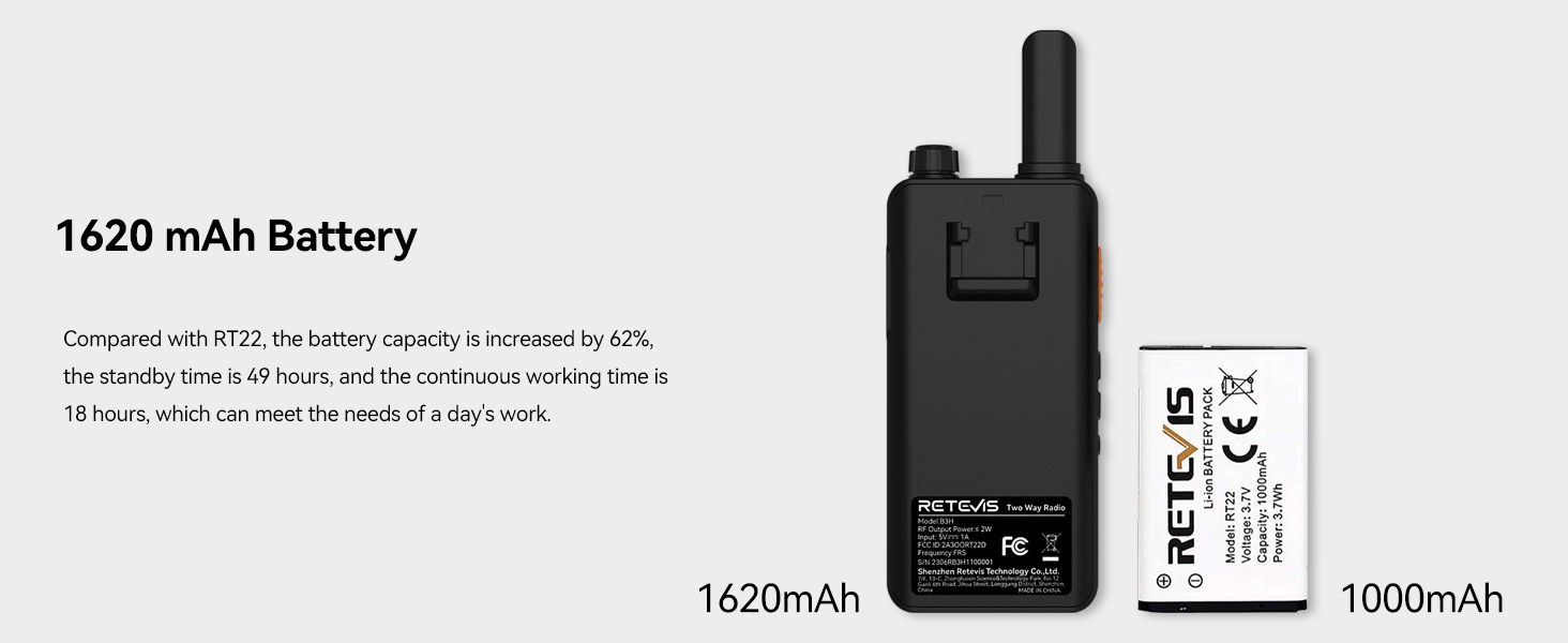 (3nd Gen RT22) Retevis B3H Walkie Talkies, Ultra Slim, 2 Way Radio with Earpiece, 6 Way Multi Unit Charger, 1620 mAh Battery, LED Display, Business Two Way Radio for Retail Store (6 Pack) 16 walkie