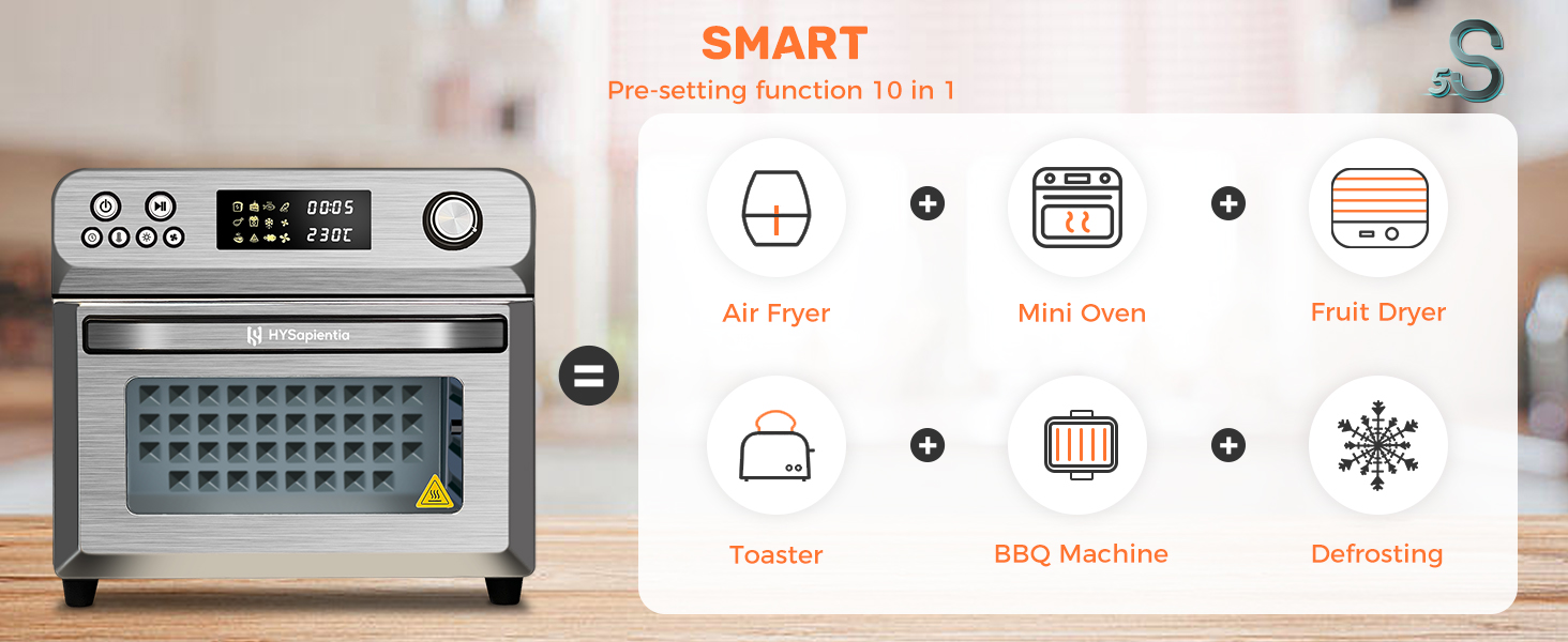 HYSapientia® 25L Air Fryer Oven With Rotisserie Large XXL Digital Knob