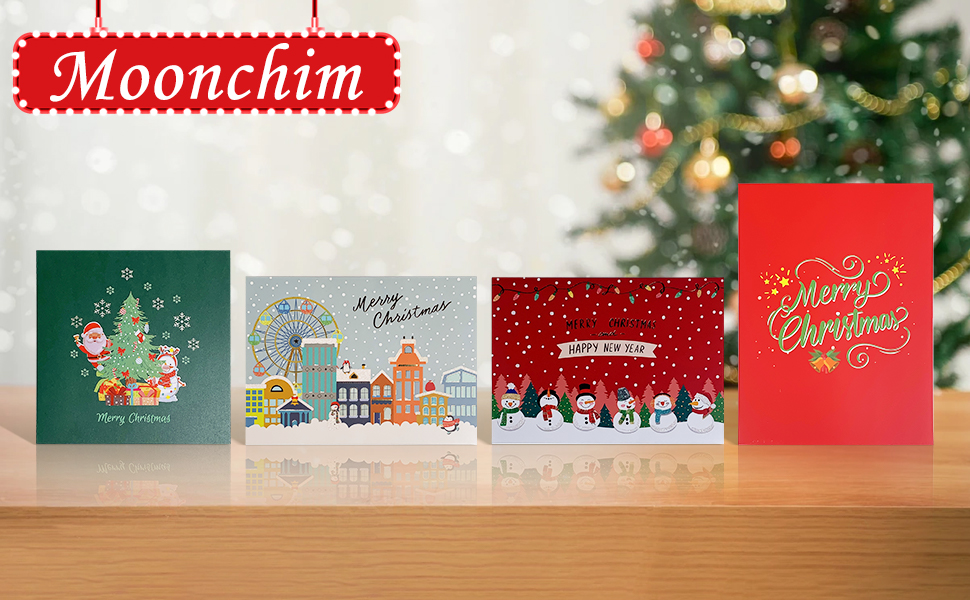 Moonchim Christmas 3D PopUp Greeting Cards with Envelopes