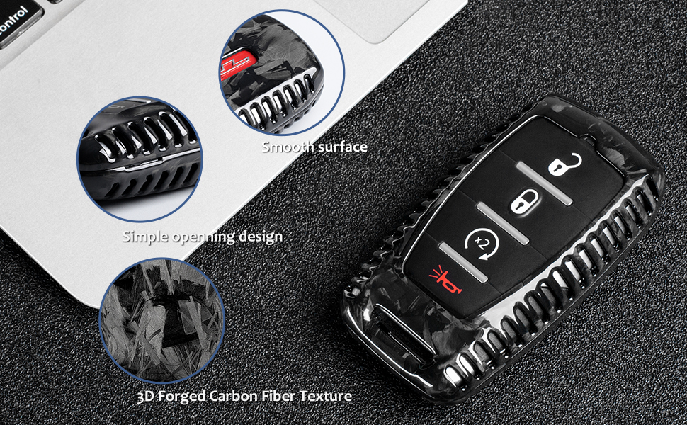  Carbon Fiber Key Fob Protector Keychain Compatible with Dodge Ram 1500 2500 3500 TRX Limited