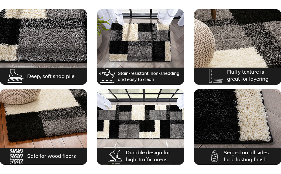 ruglots Modern Shag Geometric 5x7 (5' x 7'2'') Area Rug