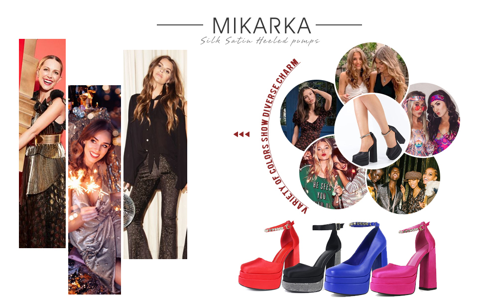 ハンドメイド雑貨 シャビーシック キューブ pumps Amazon.com | mikarka Silk Satin Stacked Platform High Heels