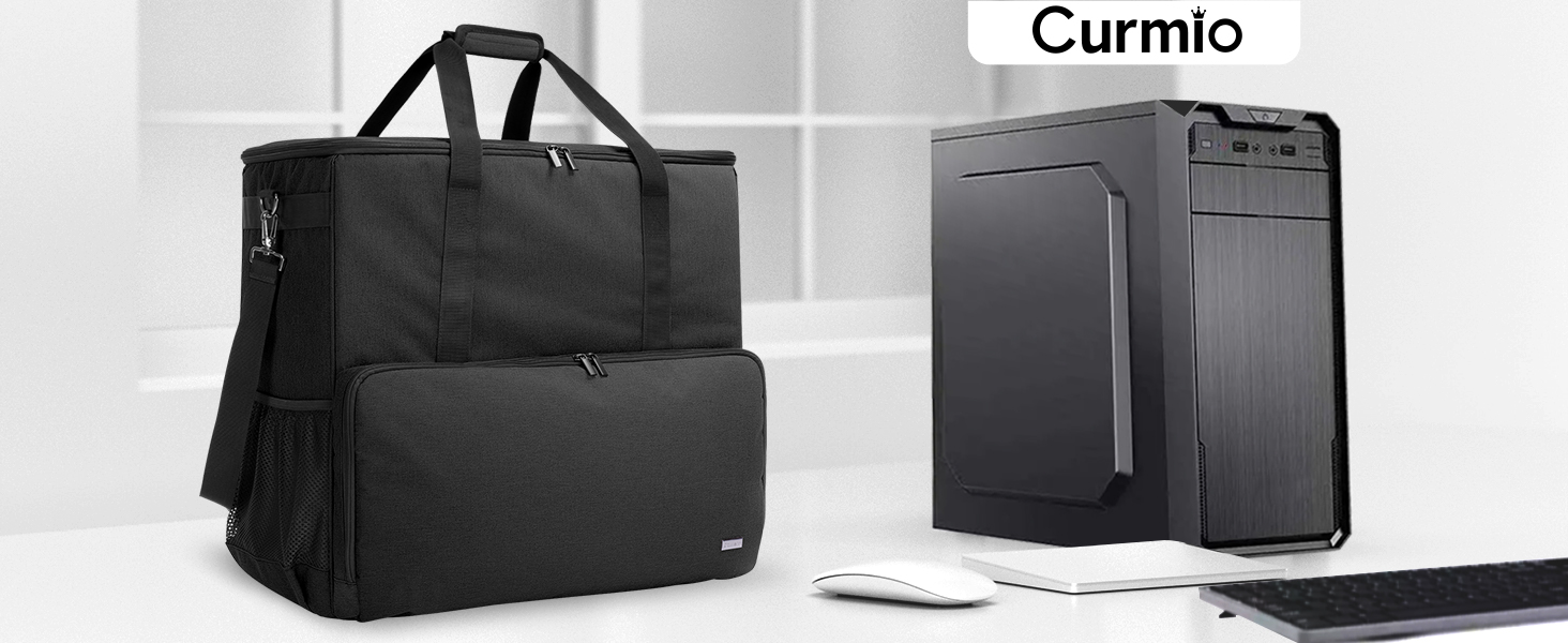 CURMIO Desktop Computer Travel Bag, Carrying Case for Computer Tower PC