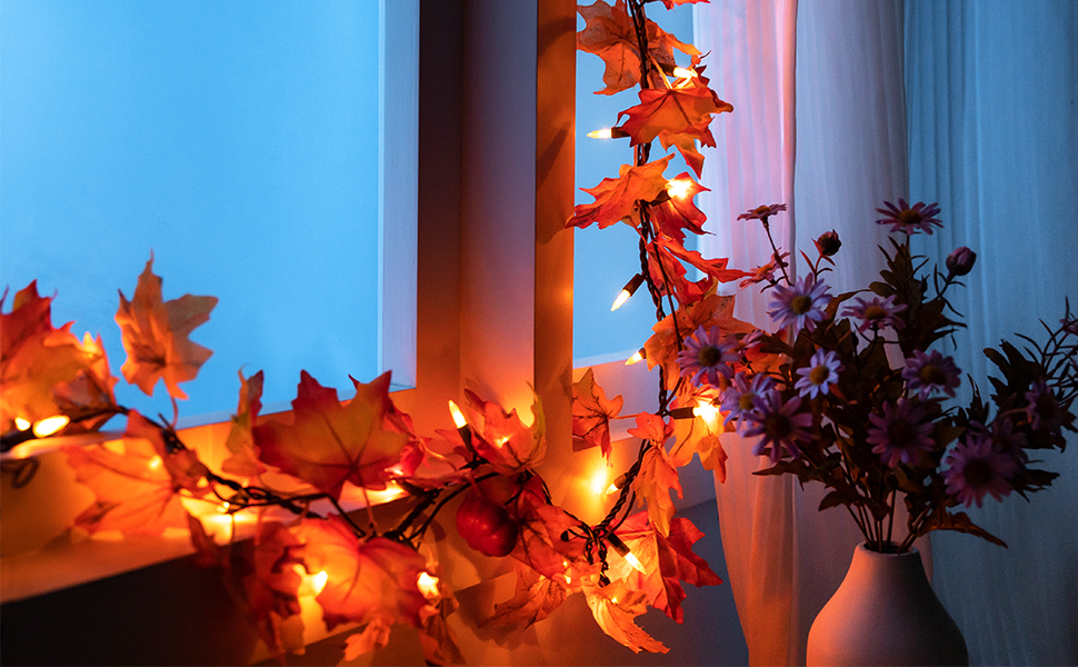 GAGALIFE Maple Leaf String Lights Fall Leaves Garland