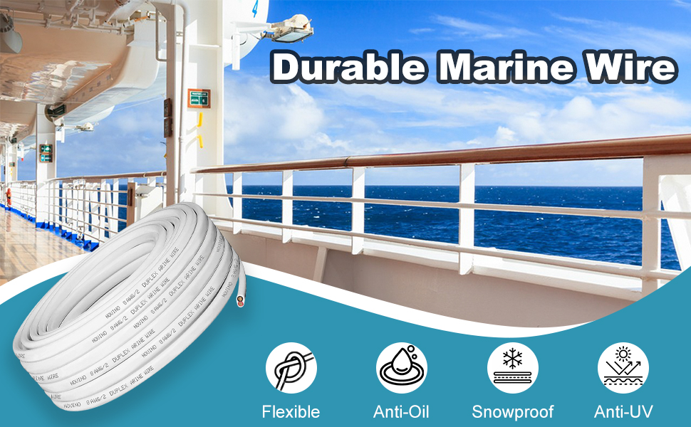 14 Gauge Marine Wire, 100ft Tinned Copper Marine Grade Wire, Duplex