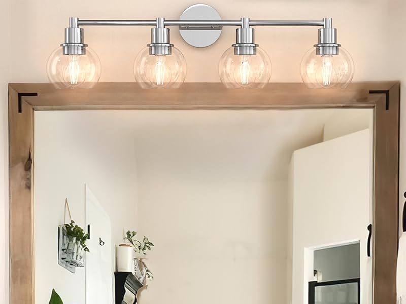 Espird 4 Lights Bathroom Vanity Light Fixtures Chrome, Bathroom Lights