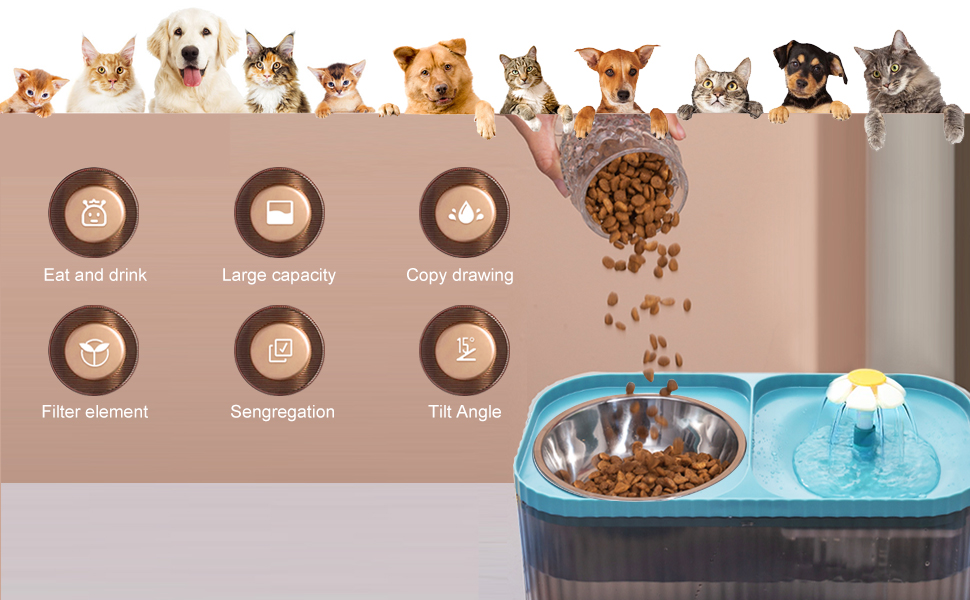 Suertree Cat Fountain Water Bowl Stainless Steel, 101oz/3L