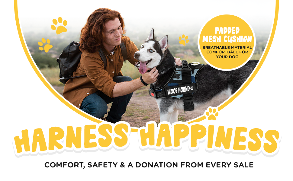 WOOF HOUND - Dog Harness, No Pull, Strong Grip, Adjustable, Reflective, Water Resistant, No Choking, Soft, Padded, Breathable, Light Weight, Rubber Handle, Easy On & Off, For Small Medium Large Dogs 10 dog harness