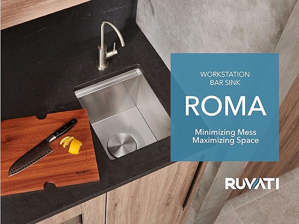 Ruvati 13 inch Workstation Bar Prep Sink with Cover