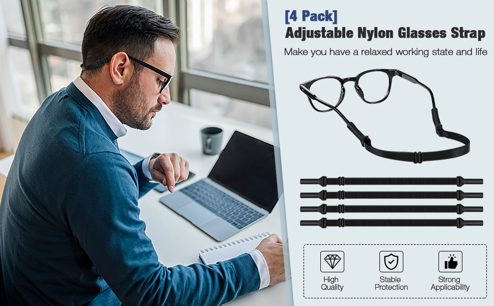 MoKo Adjustable Glasses Straps 4 Pcs No Tails Glasses