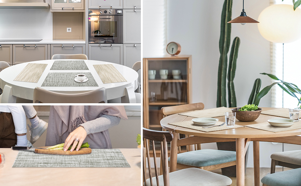 VMVN Placemats,Washable Woven Place Mats for Dining Table,Heat