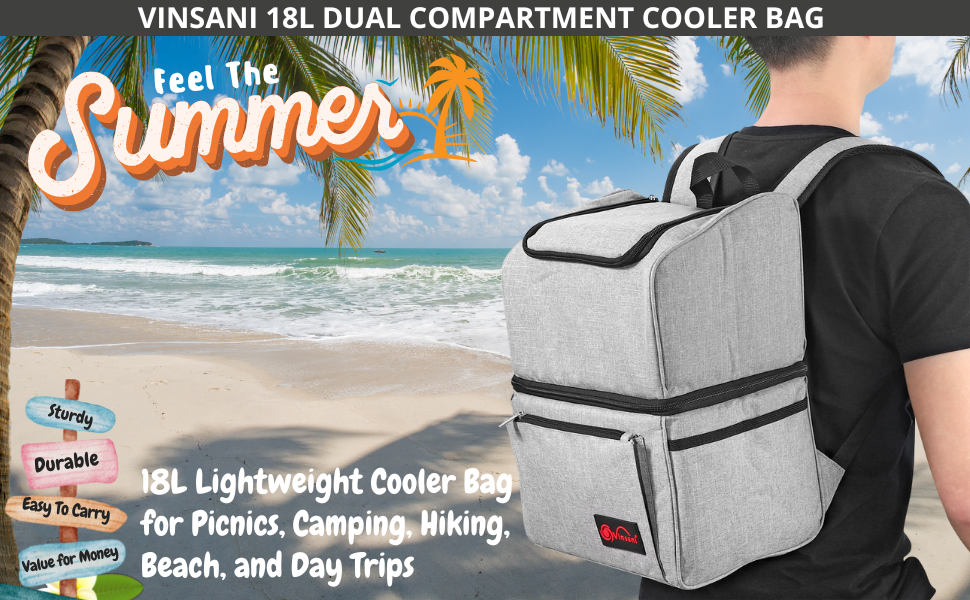 Vinsani 18L Dual Compartment Backpack Cooler Bag Large Capacity Double