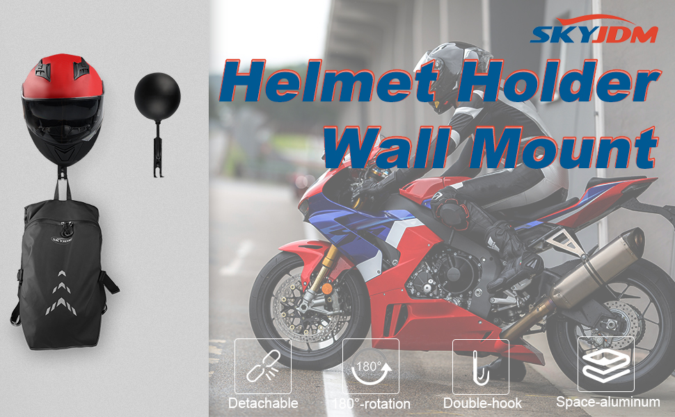 180° Motorcycle Helmet Rack for Motorcycle Bike Coats, Caps