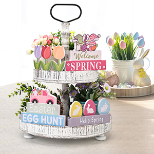 Easter Spring Tiered Tray Decor Set