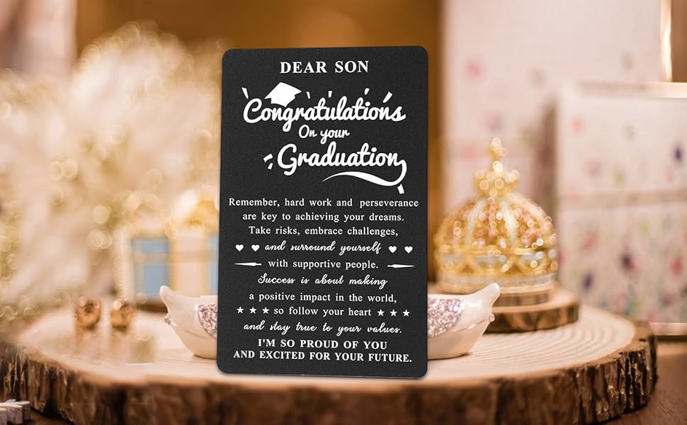 BAZLJY Son Graduation Card 2025 Metal Engraved