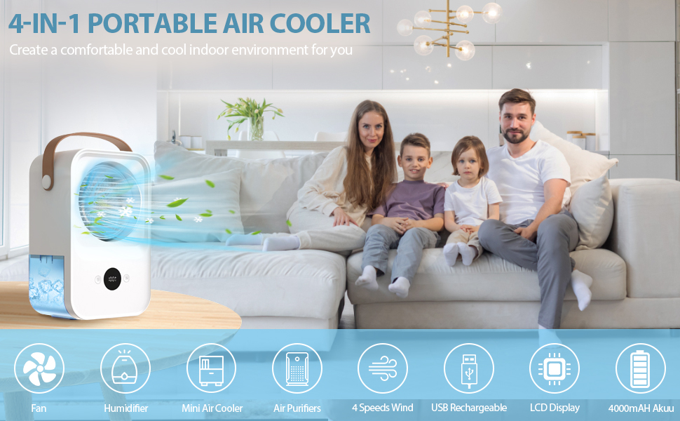 Portable Air Conditioner with Aromatherapy 4000mAh, Portable Air Cooler