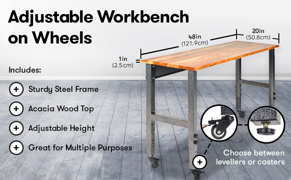 Fedmax Work Bench 48" Rolling Portable Workbench for Garage Metal