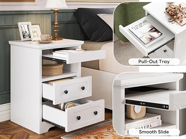 Natto　1001 Amazon.com: LIKIMIO Night Stand, Modern Bedside Table with 2