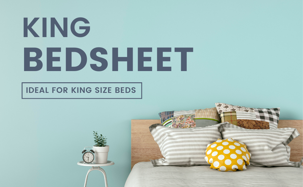 LORETO 144 TC 100 Cotton Bedsheet for King Size Bed with Two Pillow