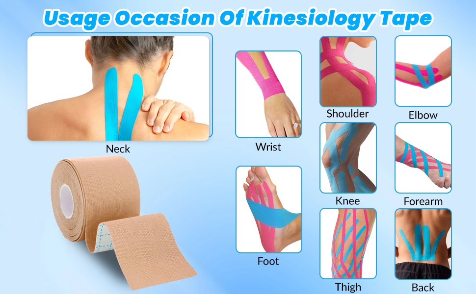 ATPWONZ 6 Roll Kinesiology Tapes pre Cut, 5M Sports Tape Strapping,Muscle Tape Athletic Tape