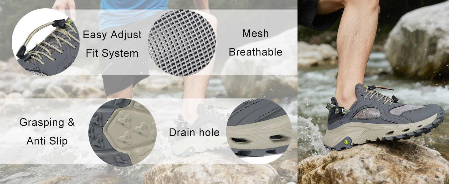 Closed Toe Non-Slip for River Fishing Sailing Travel Camping Athletic Water Shoes