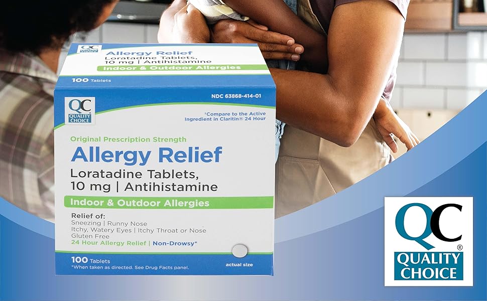 Quality Choice Original Prescription Strength Loratadine Tablets for Indoor Outdoor Allergies