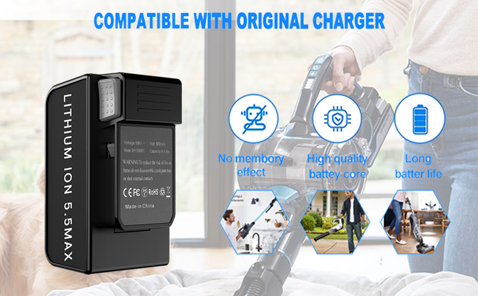 Remate 5.5Ah Replacement Battery for Hoover ONEPWR Battery, Compatible