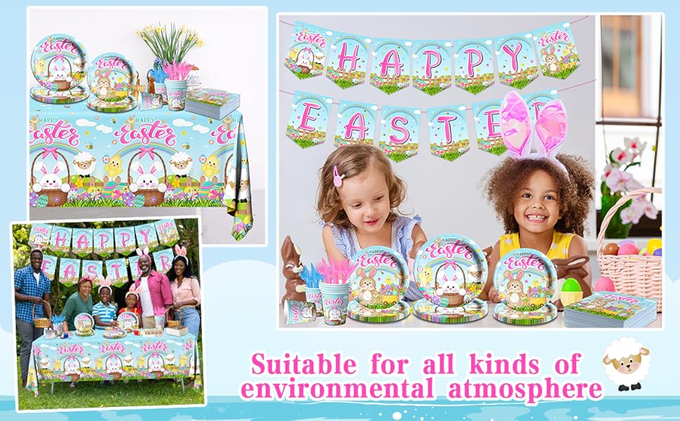 142PcsEaster Party SuppliesHappy Easter Tableware Bunny