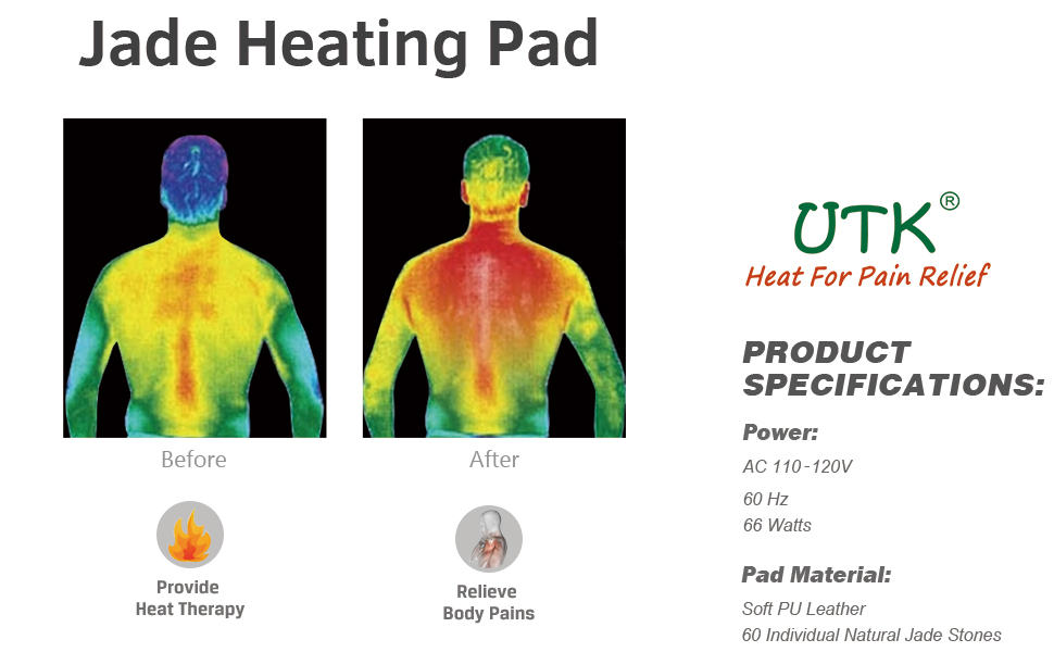 UTK Natural Jade Far Infrared Pad, Infrared Heating Pad for Back, Smart