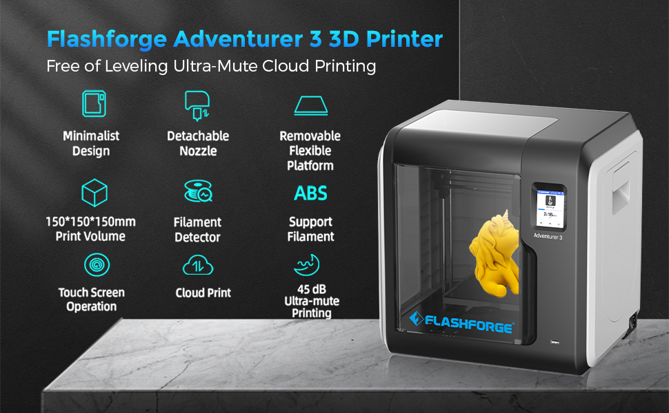 Flashforge Adventurer 3 3D Printer with 150x150x150mm
