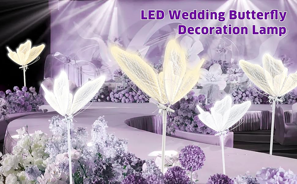 Butterfly Floor Lamp for Wedding Decor - 3 Color LED Ambient