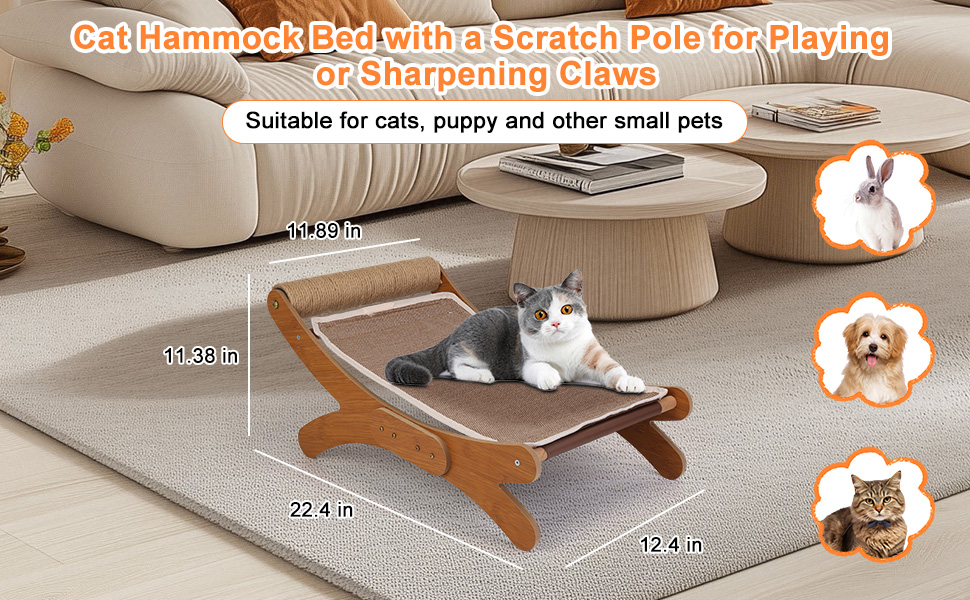 Cat Hammock Bed with Rolling Balls for Playing