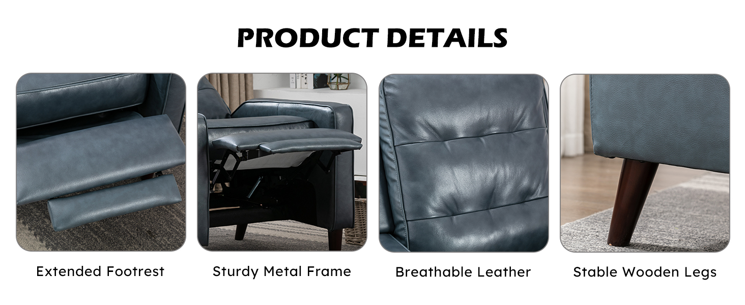 CANMOV Genuine Leather Recliner Chair, Classic and