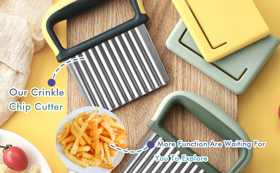 DIHOOM Potato Crinkle Cutter, Stainless Steel Crinkle Chip Cutter Knife