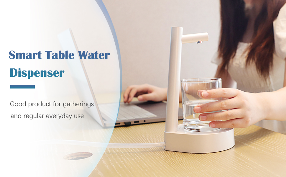 Henzin Mini Desktop Water Dispenser with Stand, Rechargeable Portable