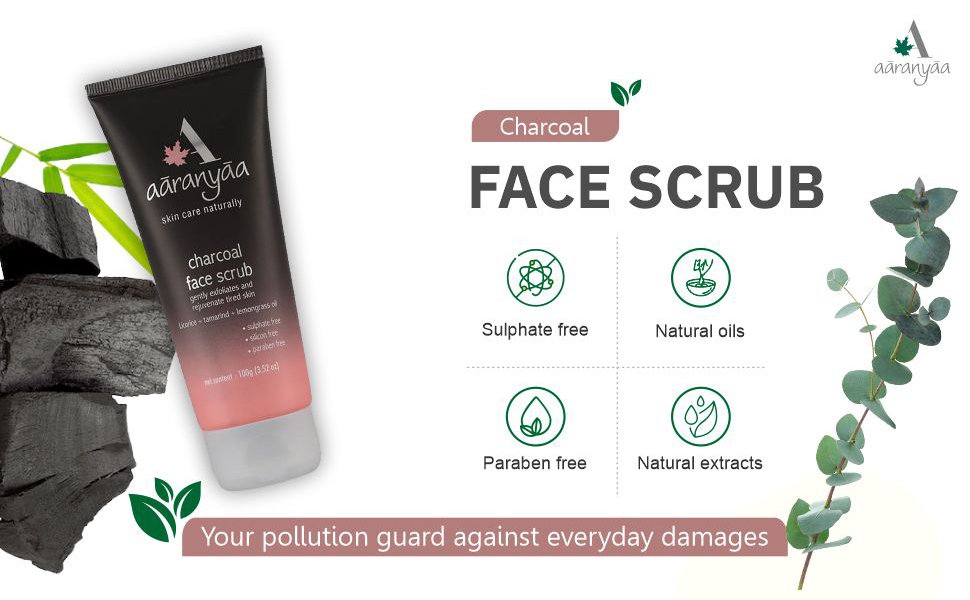 Aaranyaa Charcoal Face Scrub (100gm) Exfoliate Scrub With Activated