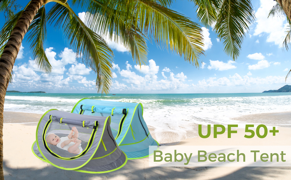 Wonder Space Baby Beach Tent Infant Portable Pop Up Travel Bed, UPF 50+ Sun Shade