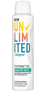 Degree Unlimited Fresh Antiperspirant Deodorant Dry Spray, 3.8 oz