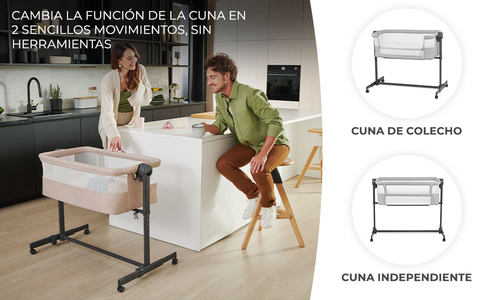 Berço para dormir compartilhado NESTE UP 2 Baby com colchão, berço de cabeceira, ajuste fácil da cama dos pais
