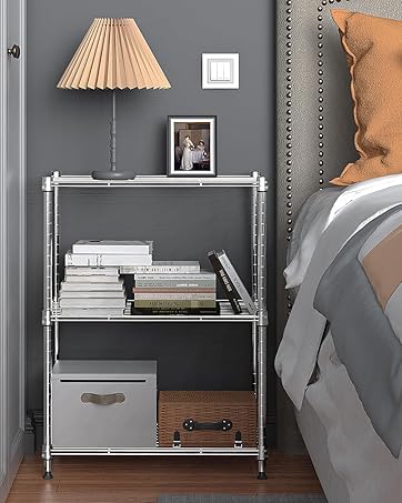 STUDY SHELF WITH WHEEL CHROME SOLID STABLE HEIGHT ADJUSTABLE