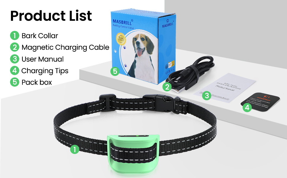 MASBRILL Small Dog Bark CollarRechargeable Anti Bark Collar for Small