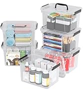 Oymlclivisa 6 Quart Clear Plastic Storage Bin with Lid, Storage Latch Box, 6 Packs