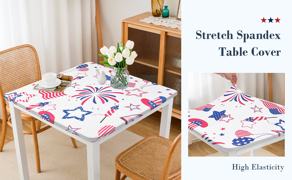 eeivs Independence Day Small Square Fitted Tablecloth