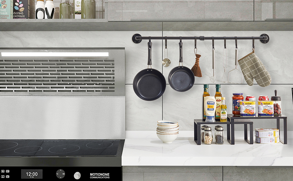 YMYNY Pot Pan Rack Wall Mounted, Hanging Cookware Rack Set