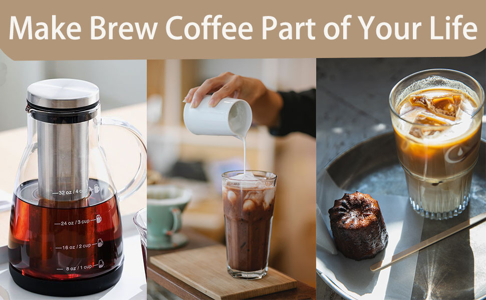 Cold Brew Coffee Maker and Infuser Filter Glass Iced Coffee Maker Ice