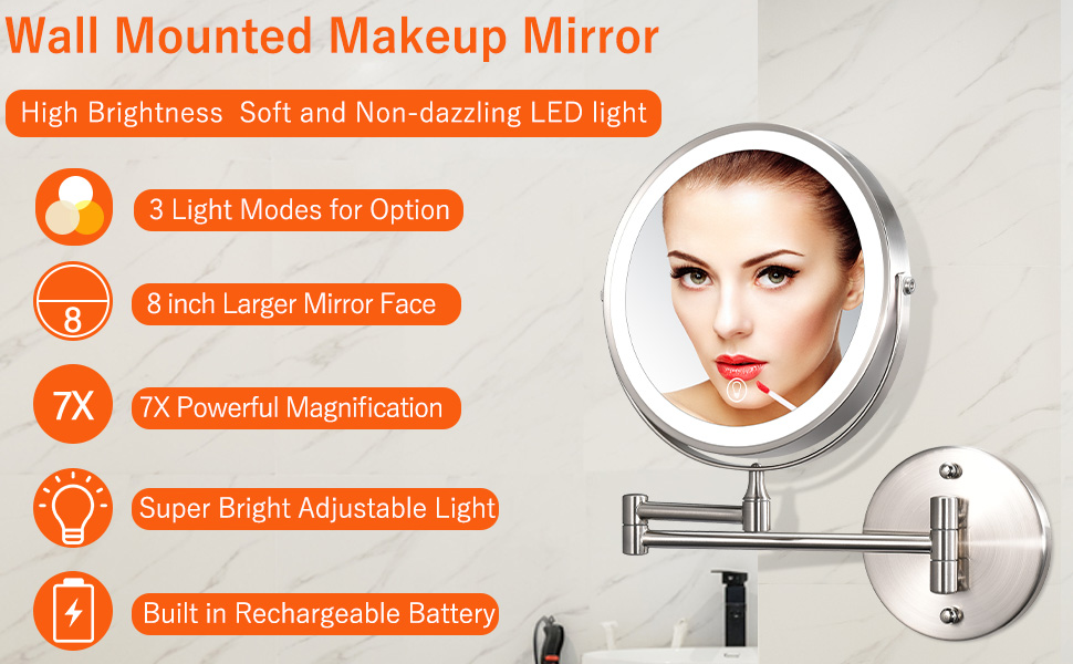 wall mounted makeup mirror