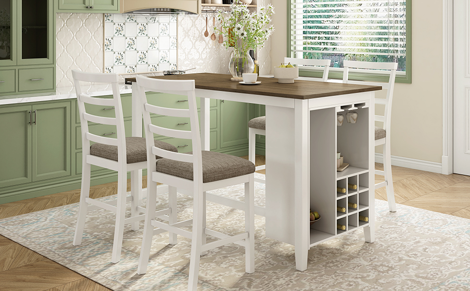 Amazon.com - LZ LEISURE ZONE Dining Table Set, 5-Piece Multi
